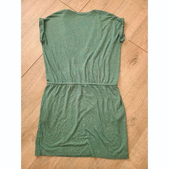 Loft Drawstring Dress, Teal Green Blue Short Sleeve, Women's Medium - Picture 2 of 4